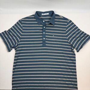 CRIQUET Mens Blue White Stripe Short Sleeve Polo Shirt Big Tall XXL